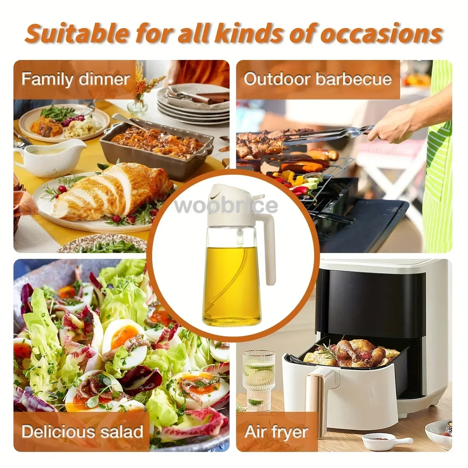 2in1 Kitchen Spray Oil Dispenser Oil Sprayer Polisher Or Only Brush Spray for Air Fryer Salad Grilling Roasting Cooking Kitchen - Image 6