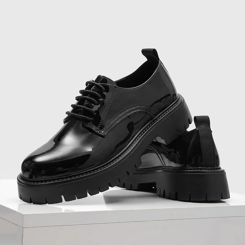 men casual business office formal dress shoes black stylish patent leather oxfords shoe platform sneakers gentleman footwear man - Image 7