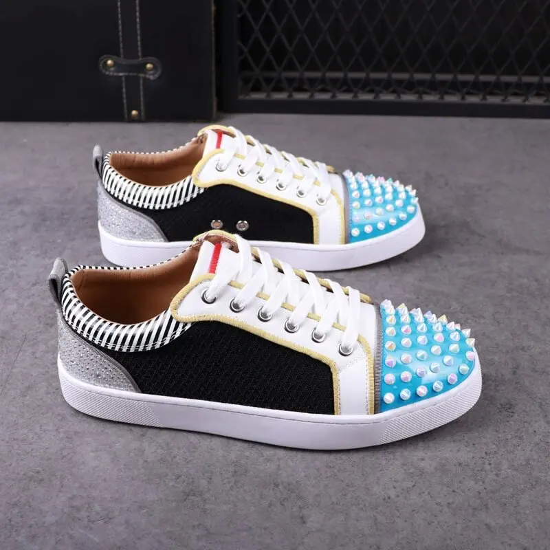 men luxury fashion rivets shoes stage punk dress lace-up flats platform shoe brand designer breathable footwear summer sneakers - Image 8