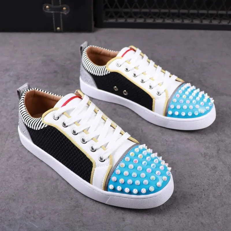 men luxury fashion rivets shoes stage punk dress lace-up flats platform shoe brand designer breathable footwear summer sneakers - Image 5
