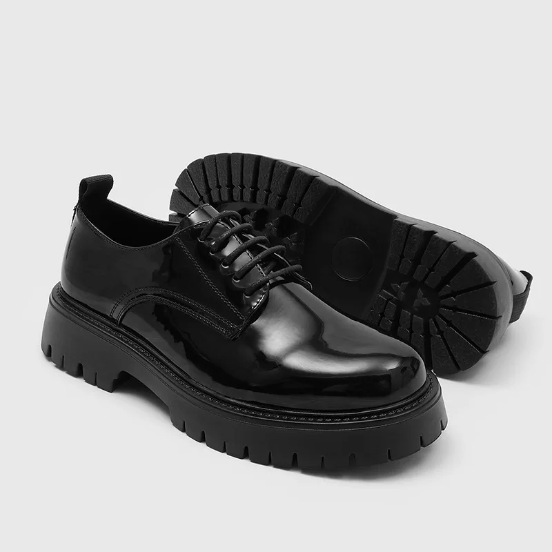 men casual business office formal dress shoes black stylish patent leather oxfords shoe platform sneakers gentleman footwear man - Image 4