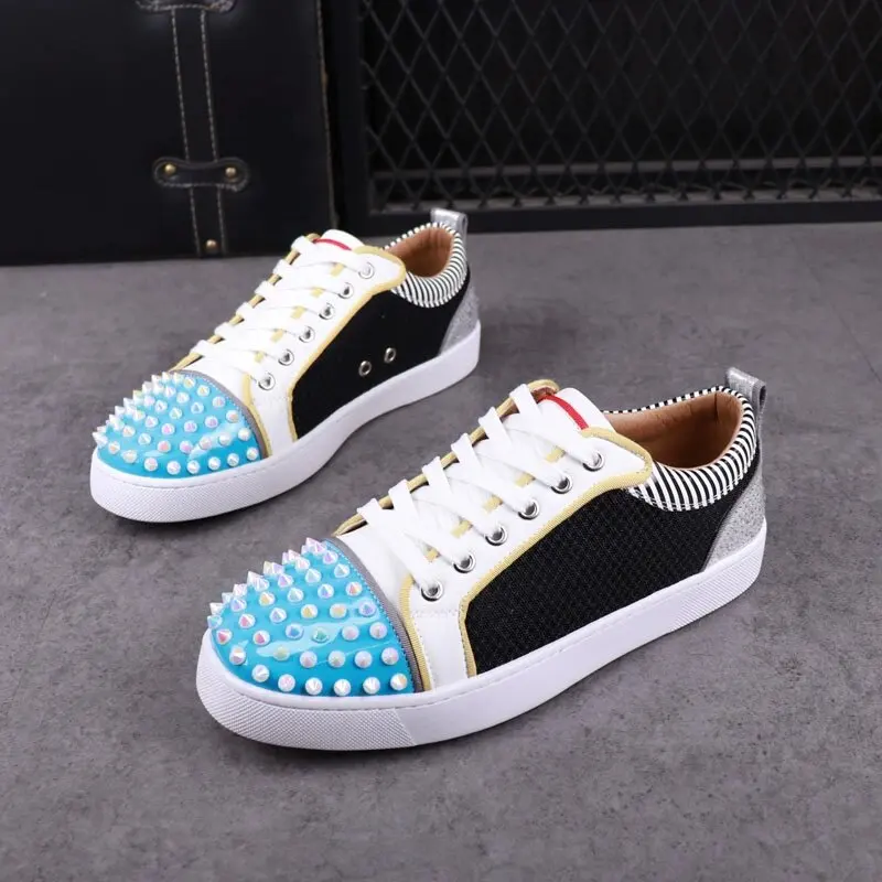 men luxury fashion rivets shoes stage punk dress lace-up flats platform shoe brand designer breathable footwear summer sneakers - Image 7